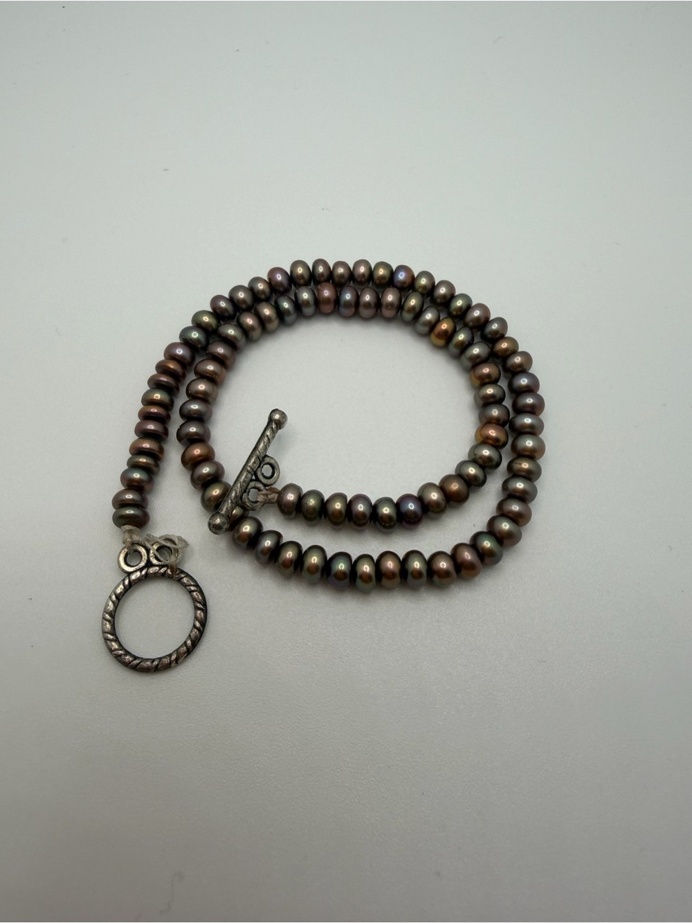 Handmade Iridescent Freshwater Pearl Bracelet - Brown Multi